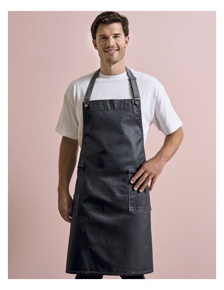 PRE-PR134-District Waxed Look Denim Bib Apron 2